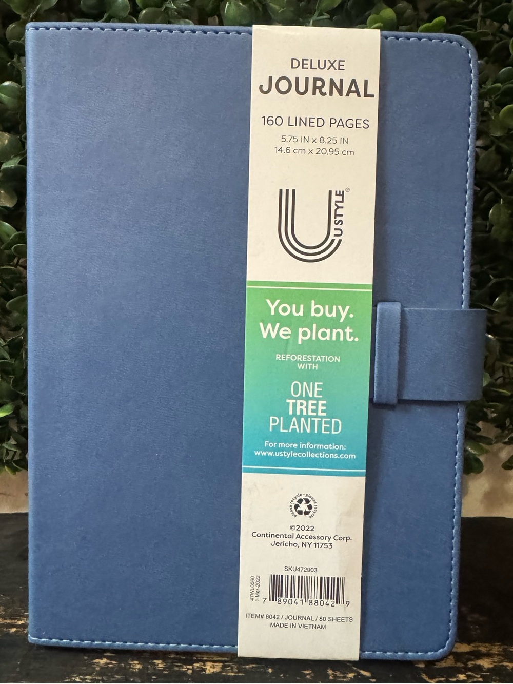 Deluxe Journal/Diary Notebook Blue Faux Leather w/ Closure